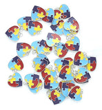 Lot of 36 Autism Awareness Enamel Heart Charm Pendants Jewelry