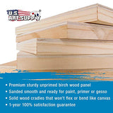 U.S. Art Supply 8" x 10" Birch Wood Paint Pouring Panel Boards, Studio 3/4" Deep Cradle (Pack of 5) - Artist Wooden Wall Canvases - Painting Mixed-Media Craft, Acrylic, Oil, Watercolor, Encaustic