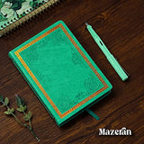 MAZERAN Vintage Journal, PU Leather Hard Cover Retro Embossed Travel Diary Writing Notebook, College Lined Personal Planner 5.5 x 7.7" Bible Style