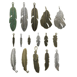 100g (about30-32pcs) Craft Supplies Mixed Feather Pendants Beads Charms Pendants for Crafting,