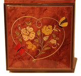 Heart Butterfly Italian inlaid musical jewelry box with customizable tune options