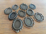 SMALL-CHIPINC - 10pcs 25/18/18x25mm Antiqued Bronze necklace pendant setting cabochon cameo base