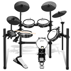 Donner DED-200 Electric Drum Set Electronic Drum Kit with 225 Sounds, More Stable Iron Metal Support, 5 Drums 4 Cymbals, Electric Drum, Audio Line, Drum Stick
