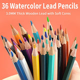AUMAYCHEER 36 Pack Colored Pencils, Artist Sketching Drawing Pencils Set in Tin Box, Assorted Colors Watercolor Pencils with 3.0mm Soft Lead Core for Adult Coloring Books and Kids