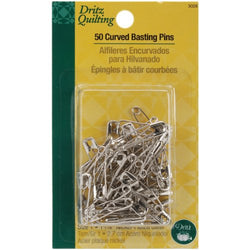 Dritz 3028 Quilting Curved Basting Pins, Size 1, 50 Count, Steel
