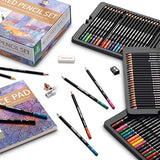 Norberg & Linden XXL 125 Colored Pencil Set - 120 Art Pencils, Drawing Paper Pad, 2 Erasers, & 2 Sharpeners - Soft Wax Core for Blending & Shading - Complete Kit for Professional & Beginner Artists