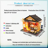 WYD Japanese Grocery Store Wooden Creative Doll House Store DIY Assembled Model Building Kawaii Puzzle with Dust Cover