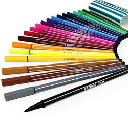 STABILO Pen 68 Fineliner - 1.0mm Line - Zebrui Set - Assorted Wallet of 20 Colours