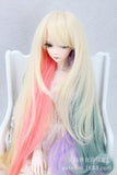(15-16cm) 1/6 BJD Doll YOSD Fur Wig Dollfie / Lolita Rainbow Long Wavy Hair / FBE039