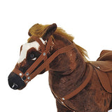 Qaba Children’s Plush Interactive Standing Ride-On Horse Toy with Sound -Dark Brown/White