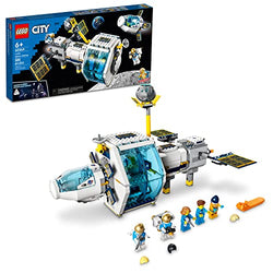 LEGO City Lunar Space Station 60349 Building Kit for Kids Aged 6 and Up; Includes a Docking Space Capsule, Science and Botany Labs and a Sleeping Quarters for The 5 Astronaut Minifigures (500 Pieces)