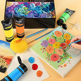 Acrylic Paint Set, Emooqi 12 vivid Colors(2.54 oz/75ml) with 3 brushes,Non Toxic, Non Fading, Art Supplies for Canvas Painting,ideal for Painters, Adults & Kids.