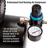 Professional Cool Running Master Airbrush 1/4 hp Twin Cylinder Piston Air Compressor with Extra