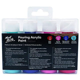 Mont Marte Premium Pouring Acrylic Paint, Aurora, 4pc Set, 2oz (60ml) Bottles, Pre-Mixed Acrylic Paint, Suitable for a Variety of Surfaces Including Stretched Canvas, Wood, MDF and Air Drying Clay.