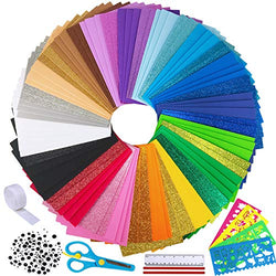 85 Sheets Bright Craft Foam Sheets Glitter Craft Foam Sheets 17 Assorted Rainbow Colors 9x6" 2mm Thick with Scissor Stencils Ruler Pencils for Kids Classroom Party Scrapbooks Artwork Projects 9" x 6"