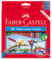 Faber Castell WaterColor Pencils with Sharpener and Brush, 48  WaterColored Pencils set