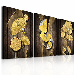 Canvas Wall Art For Living Room Family Kitchen Wall Decor Modern Golden Yellow Flowers Abstract Painting Bedroom Decoration Fashion Wall Pictures Artwork For Home Bathroom Ready To Hang Canvas Art
