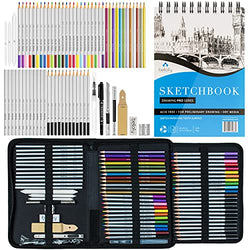 Bellofy Sketching Drawing Kit Set 72-Piece and 100 Sheet Sketchbook | Art Supplies for Adults, Teens, Kids | Watercolor & Graphite Drawing Coloring Art Pencils Set | Artist Supplies Drawing Stuff