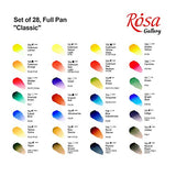 Rosa Gallery Professional Watercolor Paint, Set of 28, Full 2,5ml Pans, Made in Europe. Vibrant Colors in Metal Case, Perfect for Artists and Art Painting, Ideal for Watercolor Techniques