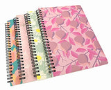 4 Pack A5 Spiral Notebook Journal,Wirebound Ruled Sketch Book Notepad Diary Memo Planner,A5 Size(8.3X5.7") & 80 Sheets (Leaf&Flower)