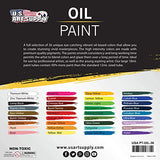 Bundle with U.S. Art Supply Professional 36 Color Set of Art Oil Paint in Large 18ml Tubes & 8 x 10 inch Stretched Canvas Super Value 10-Pack - Professional White Blank 3/4" Profile Heavy-Weight Gesso