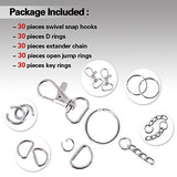 Swpeet 150Pcs Metal Lobster Claw Clasps Hook Kit, Including 30Pcs Key Chain Hooks, 30Pcs D Rings,