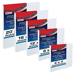 US Art Supply Professional Quality Stretched Canvas 12-ounce Primed Variety Pack Square Assortment (20x20, 16x16, 12x12, 8x8, 4x4)