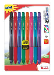 Pentel EnerGel-X Colors Retractable Liquid Gel Pen, 0.7mm, Metal Tip, Assorted Ink, 8 Pack