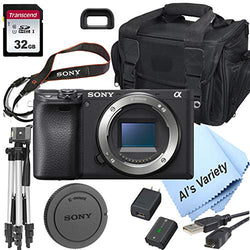 Sony Alpha a6400 Mirrorless Digital Camera Body (No Lens)+ 32GB Card, Tripod, Case, and More (10pc Bundle)