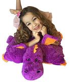 Purple Dragon Zoopurr Pets 19" Large, 2-in-1 Stuffed Animal and Pillow | Expandable Cushion |