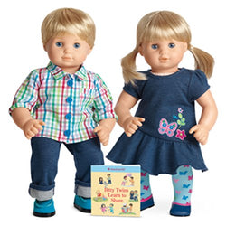 American Girl Bitty Twins Dolls - Blond Boy and Girl with "Bitty Twins Learn to Share" book