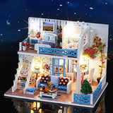 Danni DIY Assemble Dollhouse Toy Wooden Miniature Doll Houses Handmade Doll House Toy with Furniture Led Lights Toys for Children Gift