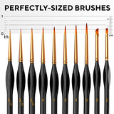 Professional Miniature Paint Brushes - Paint Brush Set of 10 Detail Paint Brushes - for Fine & Art Painting - w/ Comfortable Grip Handles - Perfect for Acrylic, Watercolor, Oil, Models, Warhammer 40k