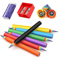 Rainbow Pencils for Kids, 3.5 Inch Short Rainbow Paper Pencils #2, Sharpened Writting Pencils with Eraser(7 Pieces)