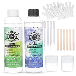 Crystal Clear Epoxy Resin Kit 16oz-2 Part 1:1 Mixing Odor Free Resin SAPBOND Casting and Coating Resin for Art, Craft, Jewelry Making, River Table Tops, Dried Flower Craft