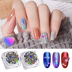 Nail Art Glitter Heart Sequins - 3D Laser Holographic Acrylic Heart Nail Design Accessories Iridescent Nail Glitter Flakes Decorations for Make Up Body Face Hair Eye Decor Butterflies Shaped - 10g