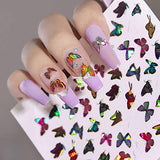 TOROKOM 12 Sheets Butterfly Nail Art Stickers Decals, 3D Self-Adhesive Nail Decals Butterfly Designs Nails Supplies Butterfly Stickers for DIY Colorful Laser Butterflies Nails Manicure Decor