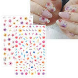 JMEOWIO 10 Sheets Spring Flower Nail Art Stickers Decals Self-Adhesive Pegatinas Uñas Summer Sunflower Leaves Nail Supplies Nail Art Design Decoration Accessories