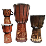 Djembe Drum Carved Bongo African inspired music also a unique gifting idea. Carver Abstract Elephant Giraffe Turtle. (8 Inch, Elephant)