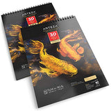ARTEZA 11X14” Black Sketch Pad, Pack of 2, 60 Sheets (90lb/150gsm), 30 Sheets Each, Spiral-Bound,