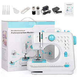 Mini Sewing Machine Portable Electric Crafting Mending Machine with 12 Built-in Stitches Double Thread and Speed for Beginner Blue