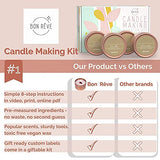 Soy Candle Making Kit for Beginners I Four Large Scented Candles | Tutorial + Soy Wax Candle Making Supplies | Rose Gold Jars, Wooden Candle Wicks, Candle Wax Dye, Crackling Candle Kit Making
