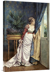 Global Gallery Budget GCS-267418-30-142 Auguste Toulmouche Awaiting The Visitor Gallery Wrap Giclee on Canvas Wall Art Print