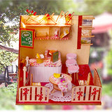 Dollhouse Miniature with Furniture,DIY 3D Wooden Doll House Kit Scenes Style Plus with Dust Cover and LED,1:24 Scale Creative Room Idea Best Gift for Children Friend Lover BM524 (Western Restaurant)