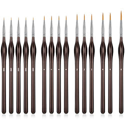 15 Pieces Fine Detail Paint Brushes with Triangular Handles, Miniature Detail Paint Brush Set for Art Painting, Acrylic Painting, Oil Painting, Watercolor Painting, Nail Polish (Coffee,5 Sizes)