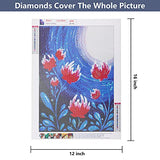 DIY 5D Diamond Painting Number Kits for Adults Kids Beginner, Full Drill Crystal Rhinestone Diamond Embroidery Paintings Pictures Arts Craft Perfect for Home Wall Decor Gift (Flower)