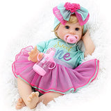 Milidool Reborn Baby Dolls, Realistic Newborn Baby Dolls, 22 inch Lifelike Weighted Cloth Body Baby Dolls Girl with Teddy Toy Gift Set for Kids Age 3+