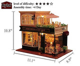 Rylai 3D Puzzles Miniature DIY Dollhouse Kit Romantic Cafe Series Dolls Houses Accessories with Furniture Music Box Light Best Birthday Gift for Women and Girls