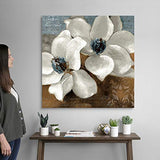 White Magnolias II Canvas Wall Art Print, Magnolia Artwork