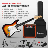 YOLENY 39 Inch Electric Guitar Complete beginner Kit Full-size Solid-Body SSS Pickups for Starter with 20-Watt Amplifier, Bag, Stand, Tremolo Bar, Digital Tuner, Strap, Picks, Strings